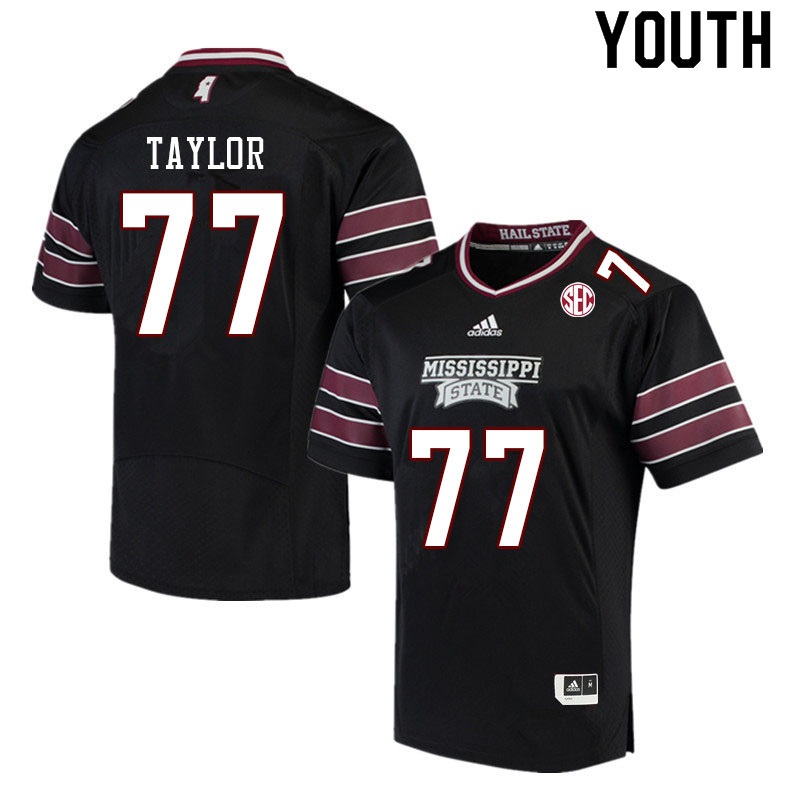 Youth #77 Lucas Taylor Mississippi State Bulldogs College Football Jerseys Sale-Black